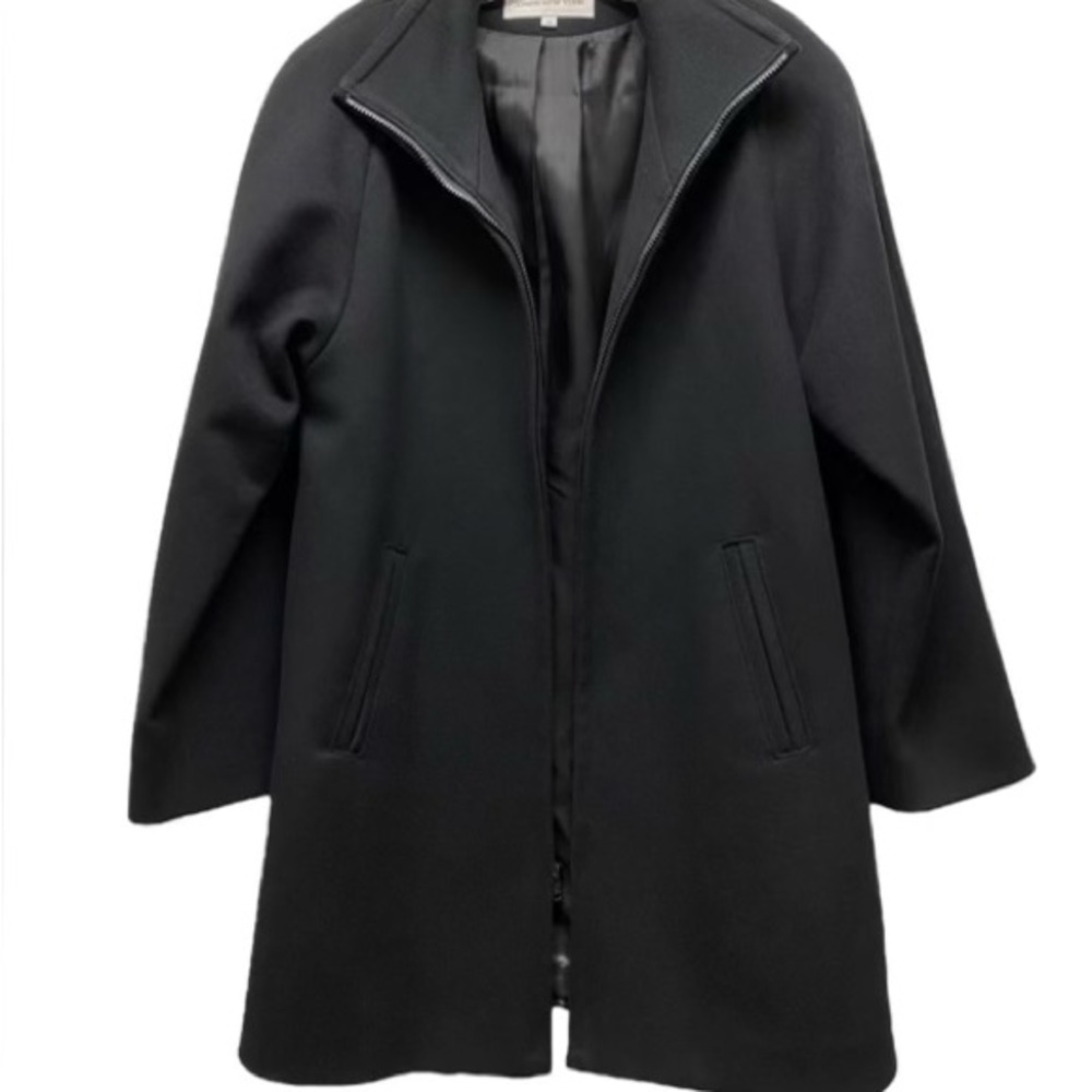 90s Vintage Jones New York 100% Wool Black Long Coat